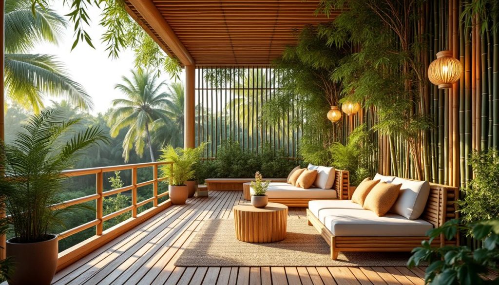 découvrez comment aménager une terrasse conviviale et naturelle en utilisant du bambou, un matériau écologique et esthétique.